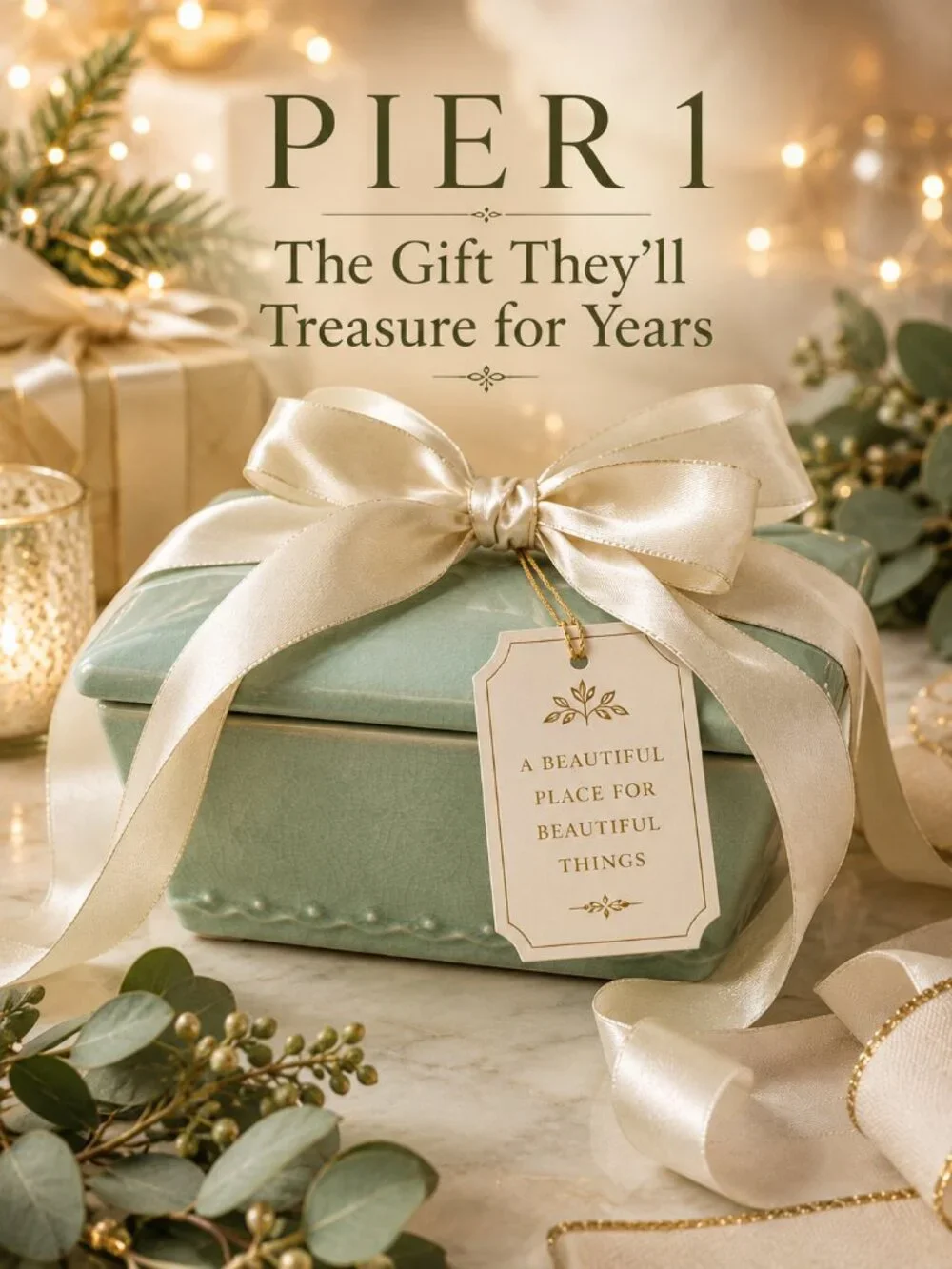 Pier 1 Celadon Crackle Keepsake Box NEW | Ceramic Jewelry Box Quiet Luxury Decor